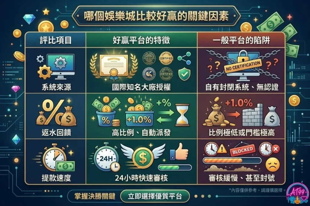 【哪個娛樂城比較好贏?】2026玩家公認高勝率平台與挑選攻略 1 娛樂城賺錢