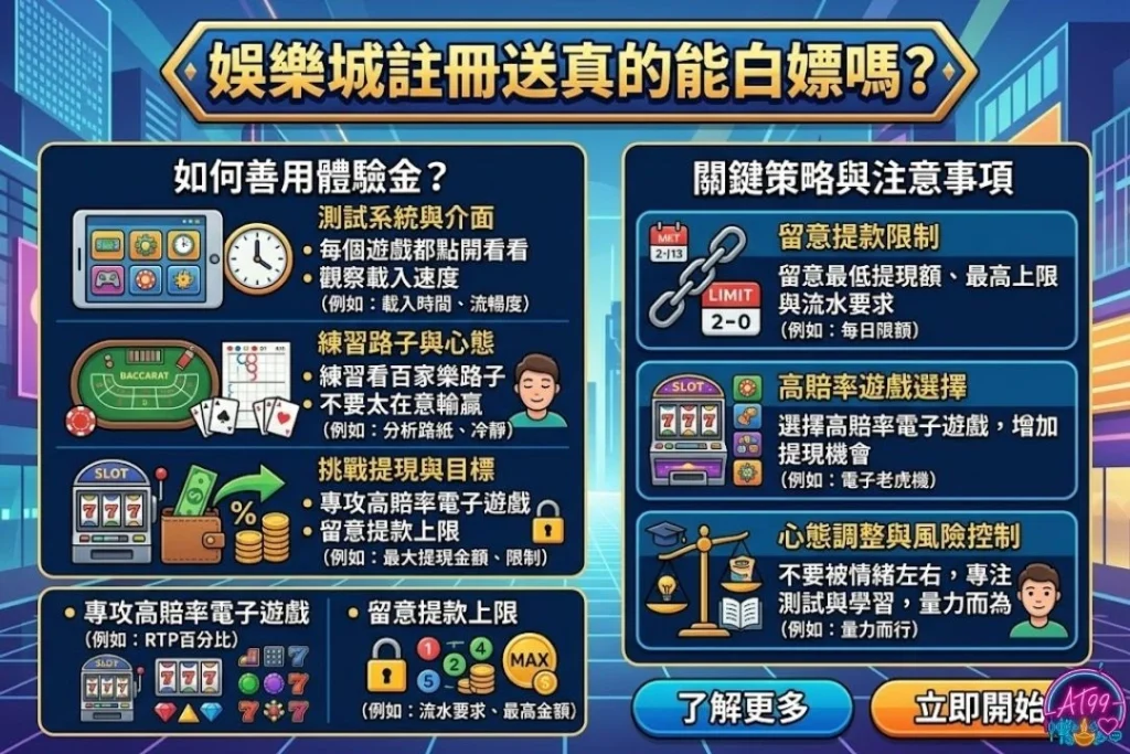 娛樂城註冊送真的能白嫖嗎？揭開體驗金的真相！